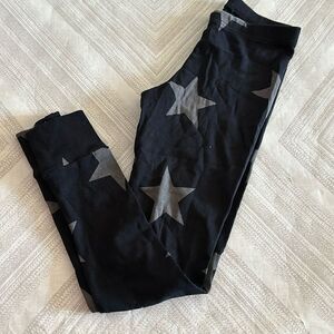nununu Girls Black With Grey Stars Leggings